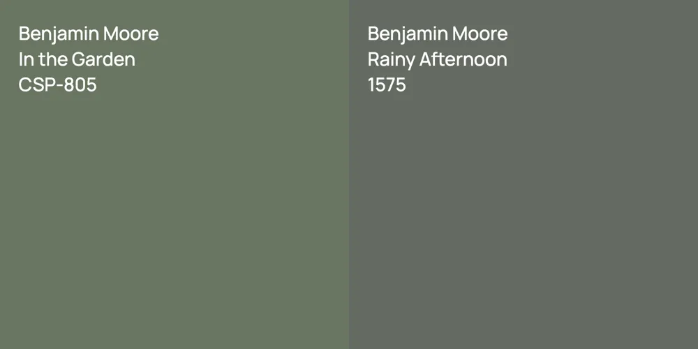 Benjamin Moore In the Garden vs. Benjamin Moore Rainy Afternoon