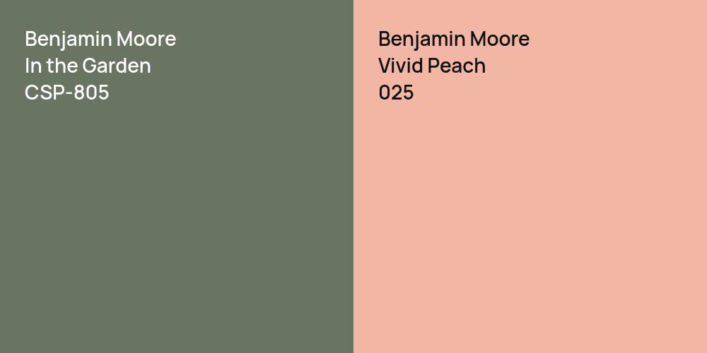 Benjamin Moore In the Garden vs. Benjamin Moore Vivid Peach