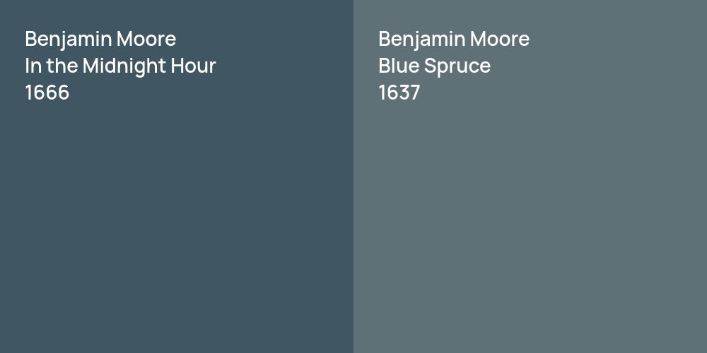 Benjamin Moore In the Midnight Hour vs. Benjamin Moore Blue Spruce