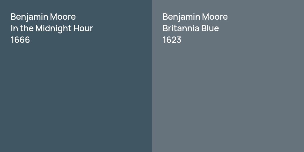 Benjamin Moore In the Midnight Hour vs. Benjamin Moore Britannia Blue