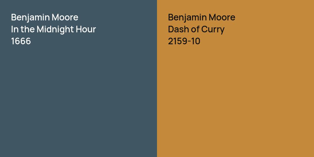 Benjamin Moore In the Midnight Hour vs. Benjamin Moore Dash of Curry