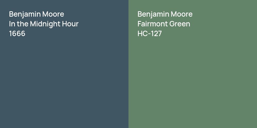 Benjamin Moore In the Midnight Hour vs. Benjamin Moore Fairmont Green