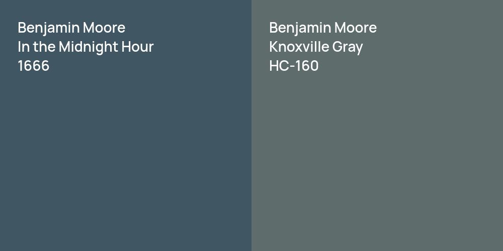 Benjamin Moore In the Midnight Hour vs. Benjamin Moore Knoxville Gray