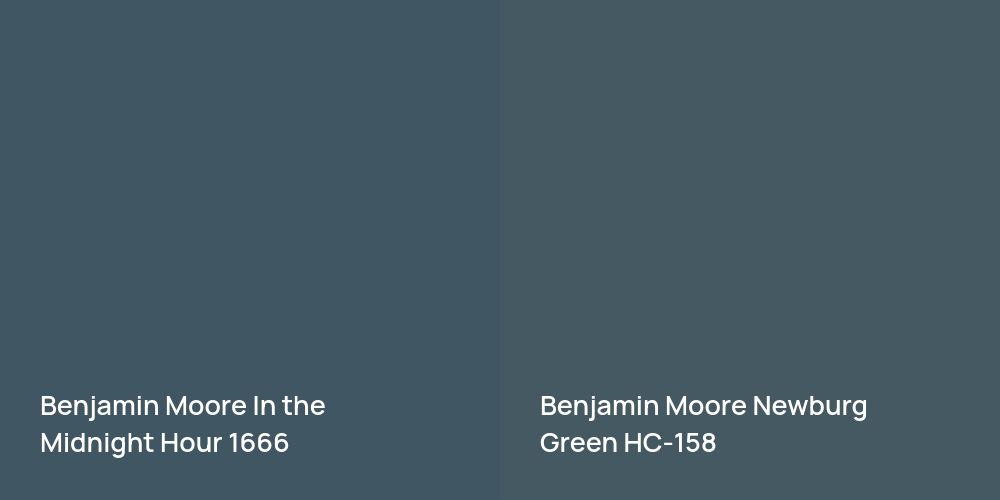 Benjamin Moore In the Midnight Hour vs. Benjamin Moore Newburg Green