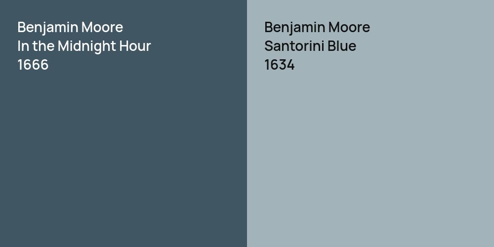 Benjamin Moore In the Midnight Hour vs. Benjamin Moore Santorini Blue