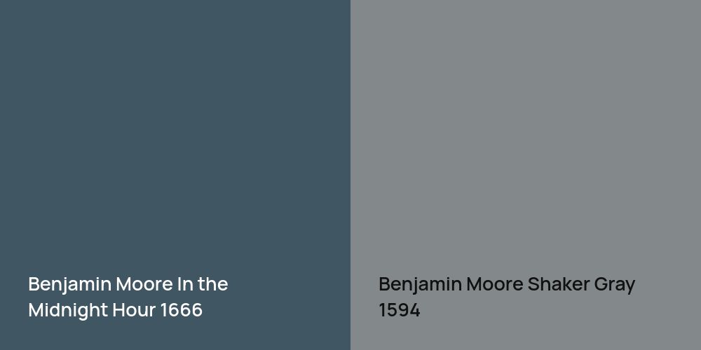 Benjamin Moore In the Midnight Hour vs. Benjamin Moore Shaker Gray