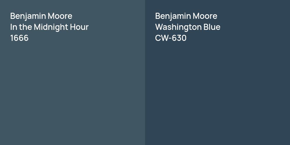 Benjamin Moore In the Midnight Hour vs. Benjamin Moore Washington Blue