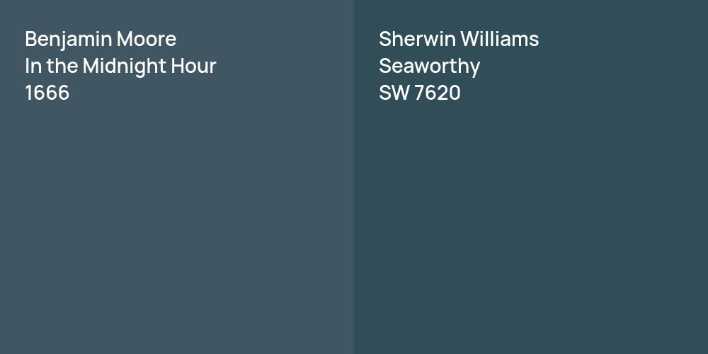 Benjamin Moore In the Midnight Hour vs. Sherwin Williams Seaworthy