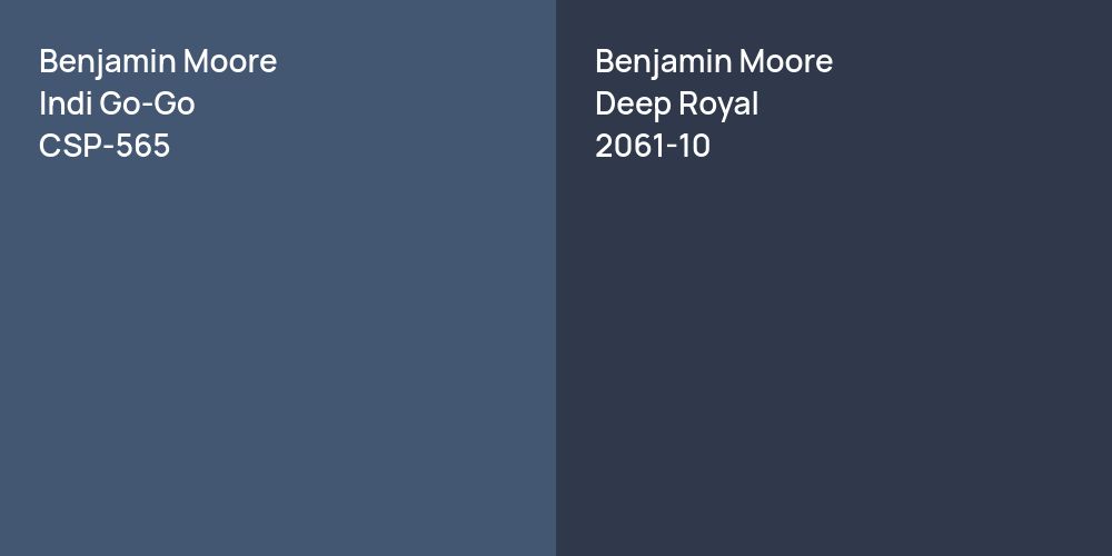 Benjamin Moore Indi Go-Go vs. Benjamin Moore Deep Royal