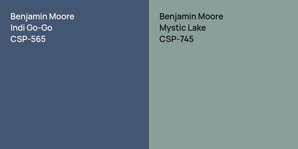 Benjamin Moore Indi Go-Go vs. Benjamin Moore Mystic Lake