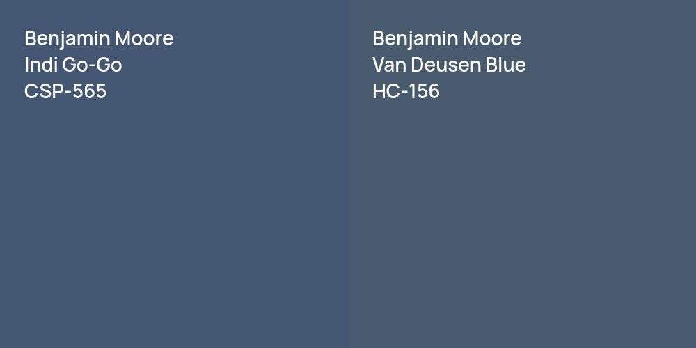 Benjamin Moore Indi Go-Go vs. Benjamin Moore Van Deusen Blue