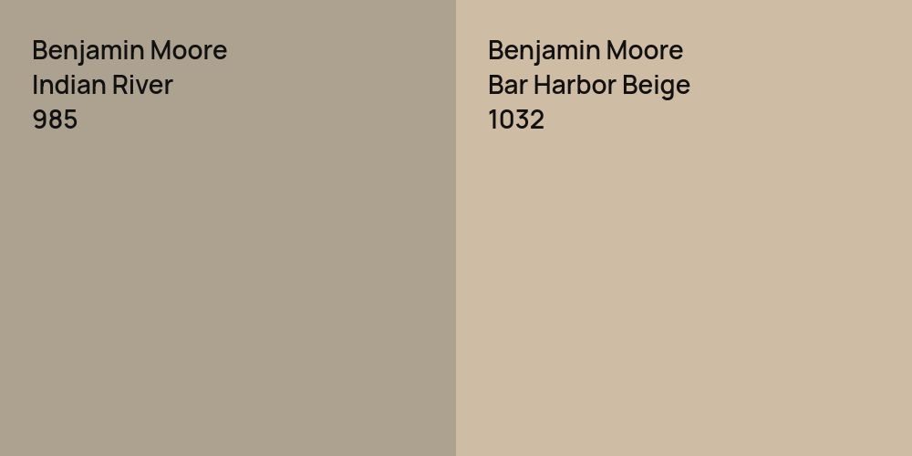 Benjamin Moore Indian River vs. Benjamin Moore Bar Harbor Beige