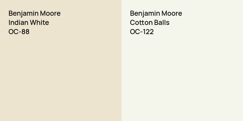 Benjamin Moore Indian White vs. Benjamin Moore Cotton Balls