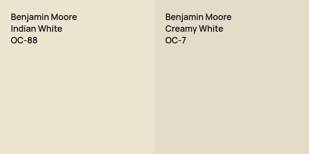 Benjamin Moore Indian White vs. Benjamin Moore Creamy White