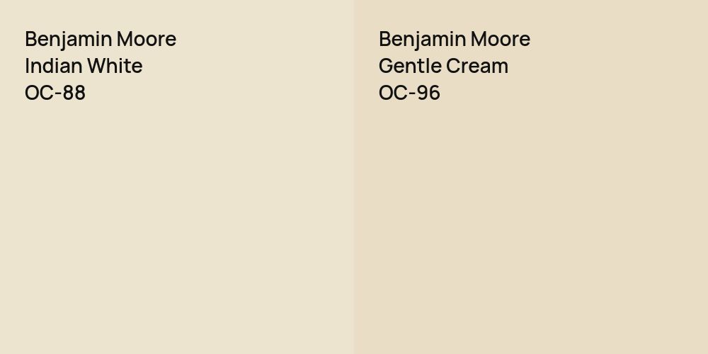 Benjamin Moore Indian White vs. Benjamin Moore Gentle Cream