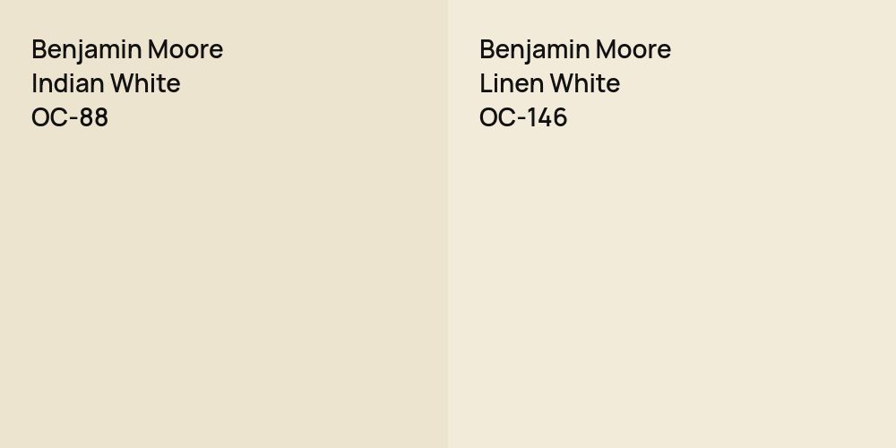 Benjamin Moore Indian White vs. Benjamin Moore Linen White