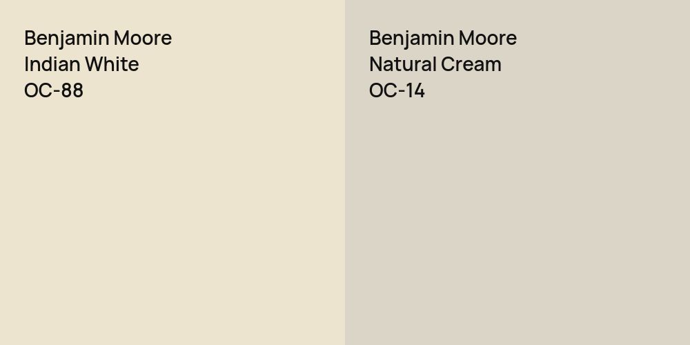 Benjamin Moore Indian White vs. Benjamin Moore Natural Cream