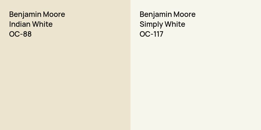 Benjamin Moore Indian White vs. Benjamin Moore Simply White