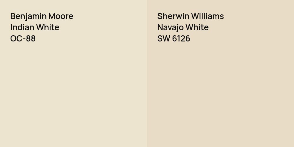 Benjamin Moore Indian White vs. Sherwin Williams Navajo White