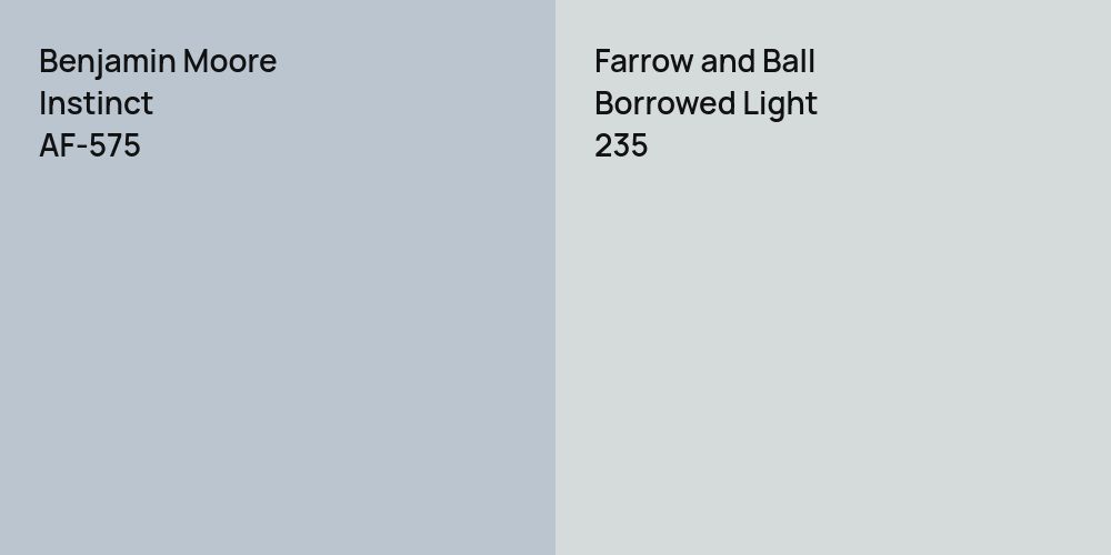 Benjamin Moore Instinct vs. Farrow and Ball Borrowed Light