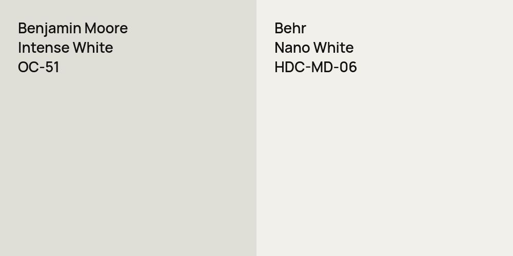 Benjamin Moore Intense White vs. Behr Nano White