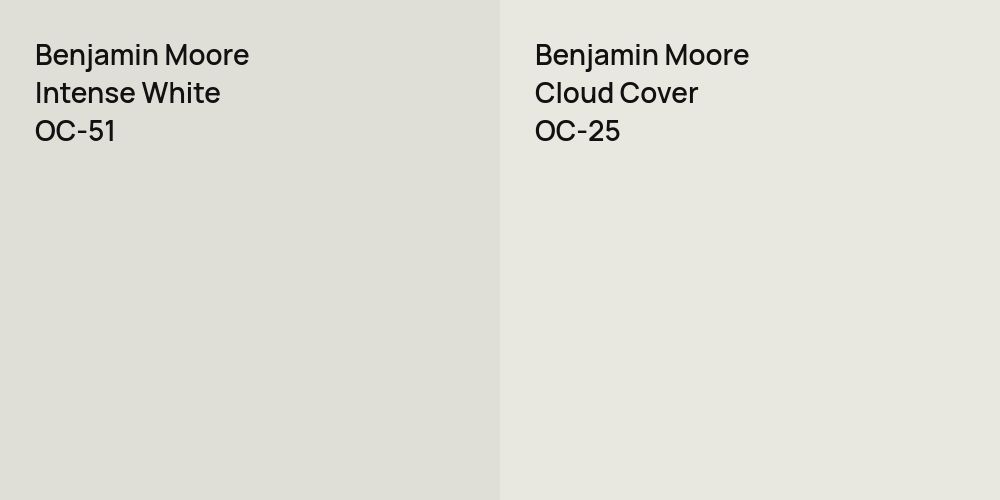 Benjamin Moore Intense White vs. Benjamin Moore Cloud Cover