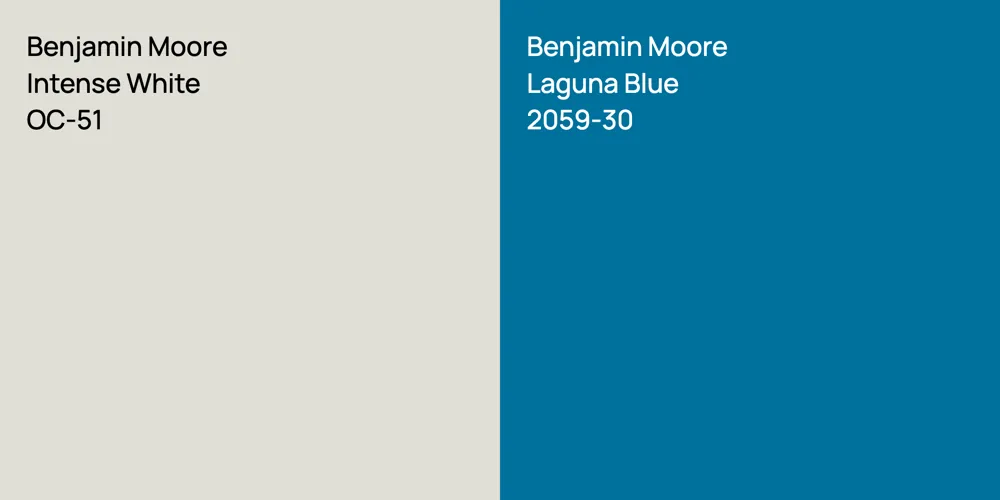 Benjamin Moore Intense White vs. Benjamin Moore Laguna Blue