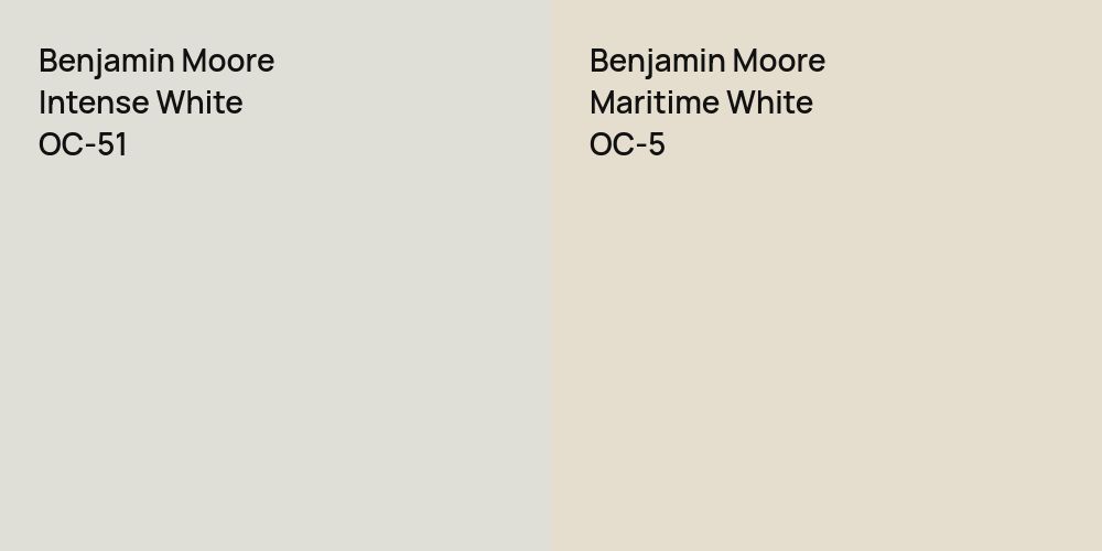 Benjamin Moore Intense White vs. Benjamin Moore Maritime White