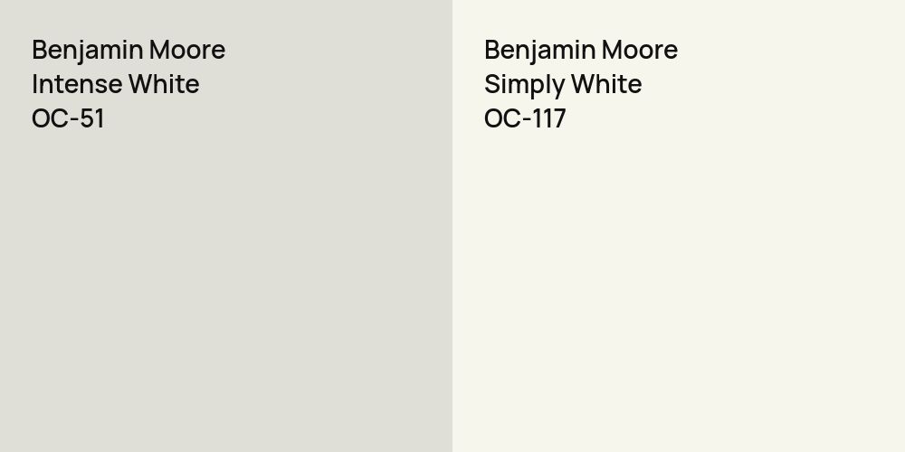 Benjamin Moore Intense White vs. Benjamin Moore Simply White