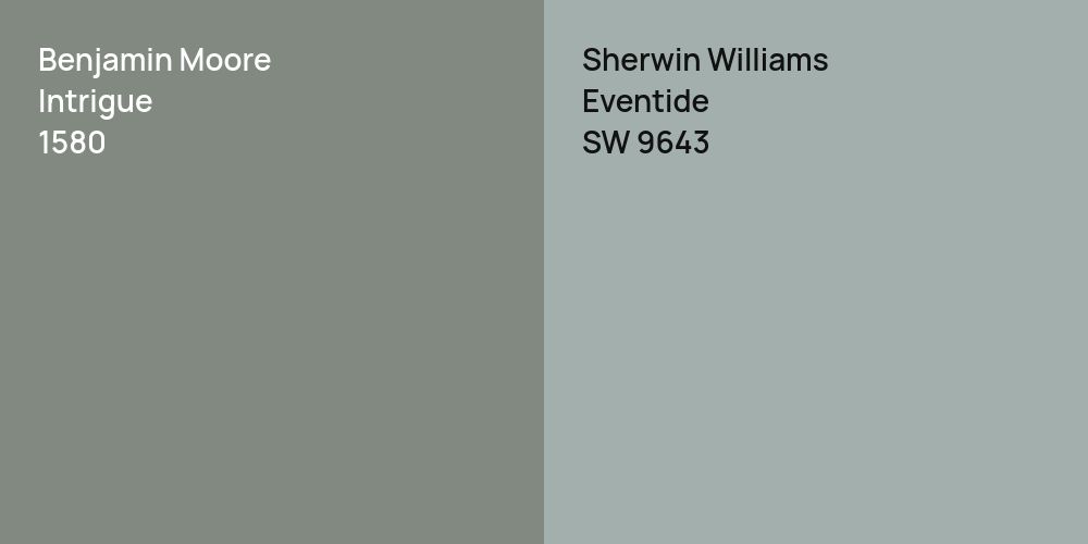 Benjamin Moore Intrigue vs. Sherwin Williams Eventide