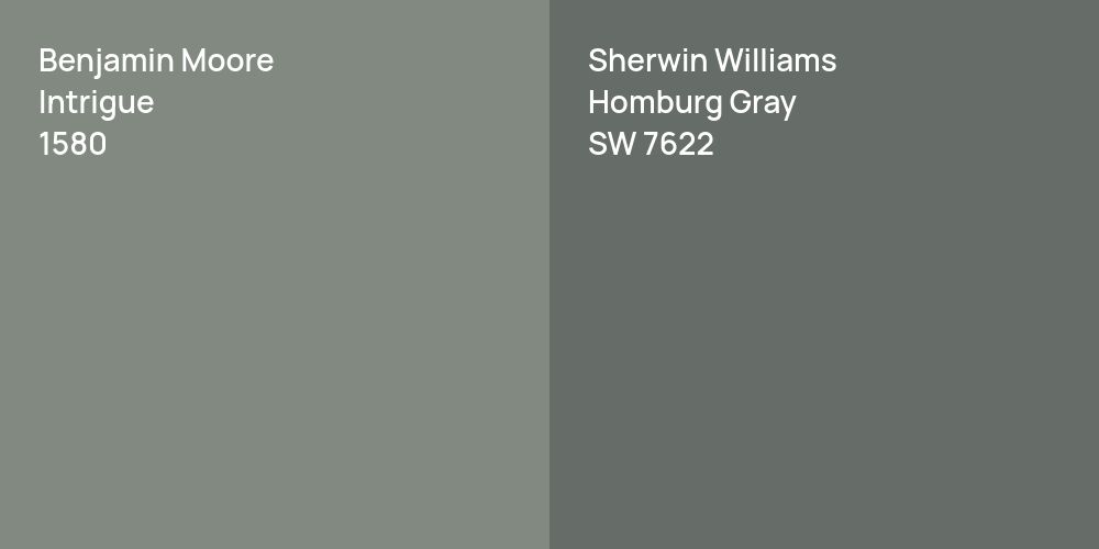 Benjamin Moore Intrigue vs. Sherwin Williams Homburg Gray