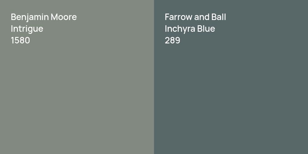 Benjamin Moore Intrigue vs. Farrow and Ball Inchyra Blue