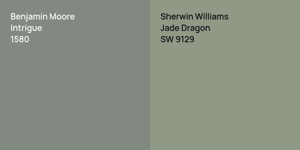 Benjamin Moore Intrigue vs. Sherwin Williams Jade Dragon