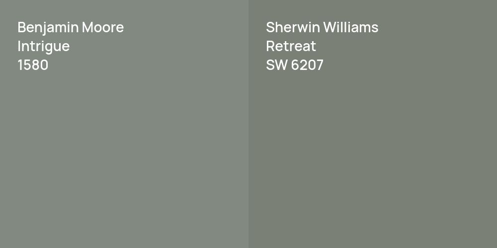 Benjamin Moore Intrigue vs. Sherwin Williams Retreat