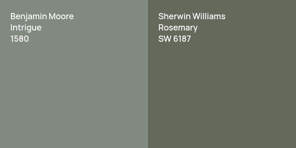 Benjamin Moore Intrigue vs. Sherwin Williams Rosemary