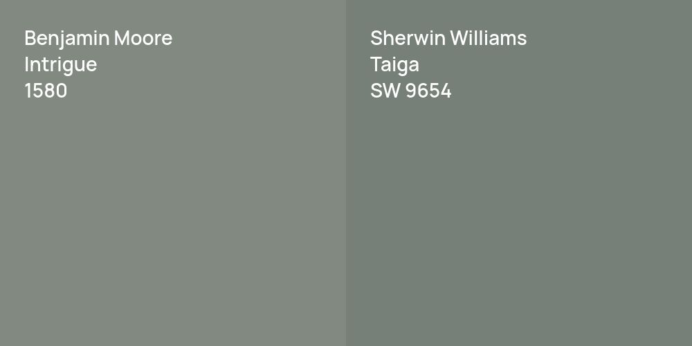 Benjamin Moore Intrigue vs. Sherwin Williams Taiga