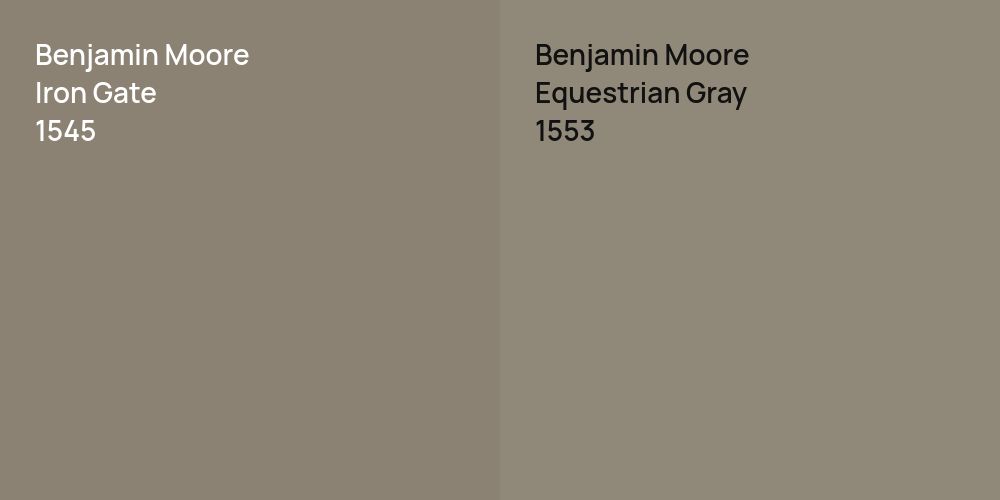 Benjamin Moore Iron Gate vs. Benjamin Moore Equestrian Gray