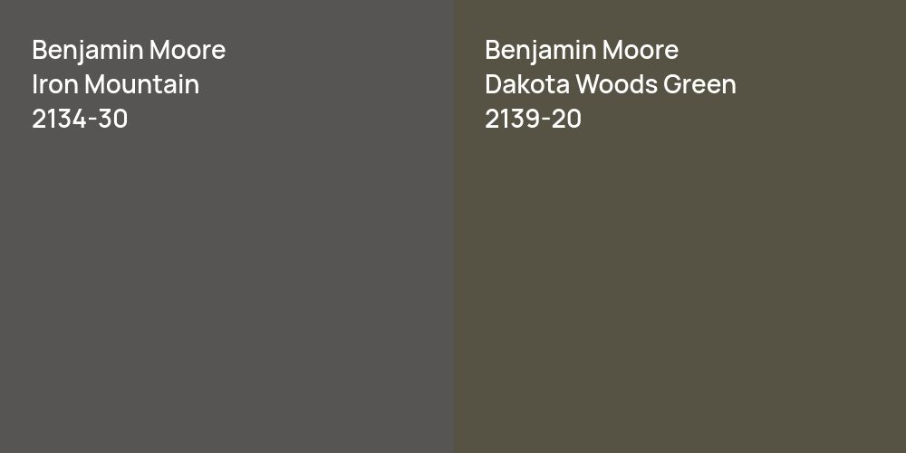 Benjamin Moore Iron Mountain vs. Benjamin Moore Dakota Woods Green