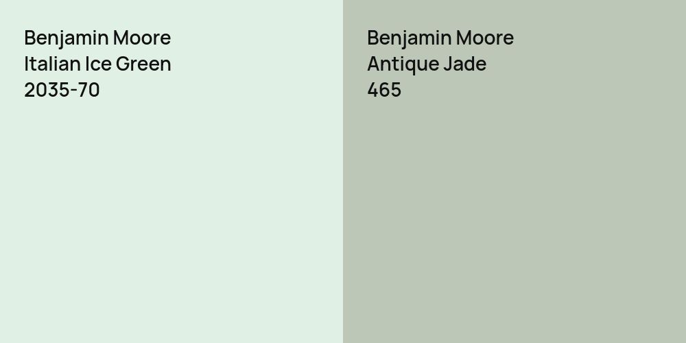 Benjamin Moore Italian Ice Green vs. Benjamin Moore Antique Jade