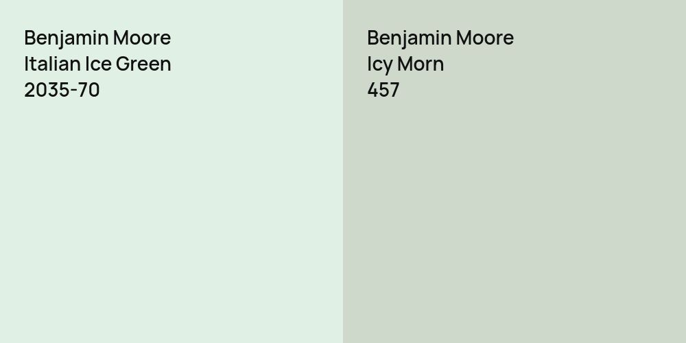 Benjamin Moore Italian Ice Green vs. Benjamin Moore Icy Morn