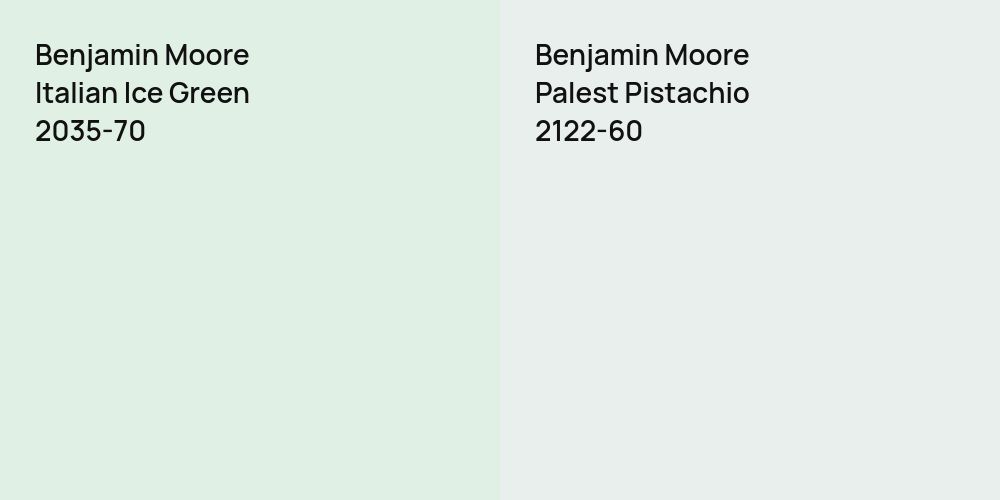 Benjamin Moore Italian Ice Green vs. Benjamin Moore Palest Pistachio