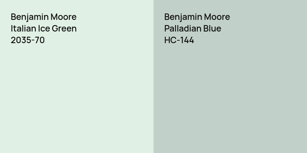 Benjamin Moore Italian Ice Green vs. Benjamin Moore Palladian Blue