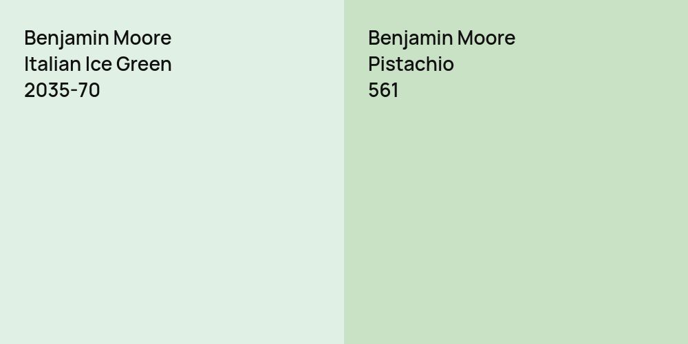 Benjamin Moore Italian Ice Green vs. Benjamin Moore Pistachio