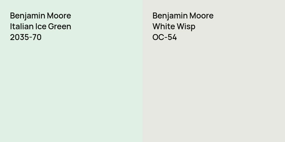 Benjamin Moore Italian Ice Green vs. Benjamin Moore White Wisp