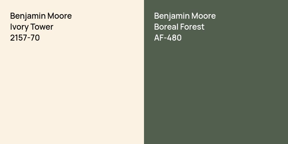 Benjamin Moore Ivory Tower vs. Benjamin Moore Boreal Forest