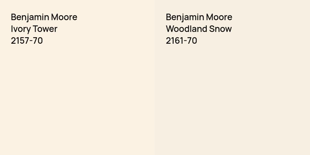 Benjamin Moore Ivory Tower vs. Benjamin Moore Woodland Snow