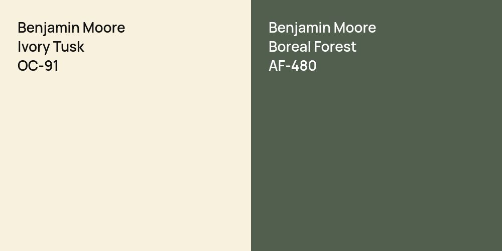 Benjamin Moore Ivory Tusk vs. Benjamin Moore Boreal Forest