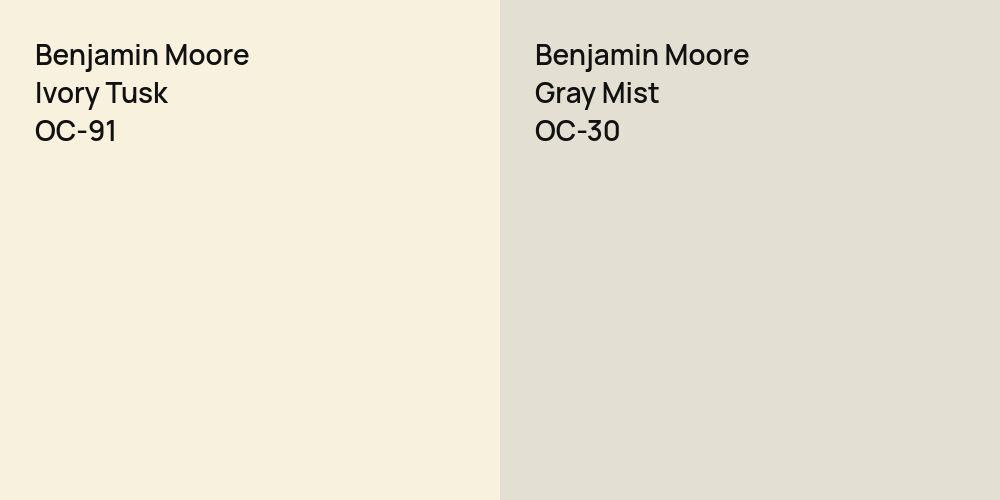 Benjamin Moore Ivory Tusk vs. Benjamin Moore Gray Mist