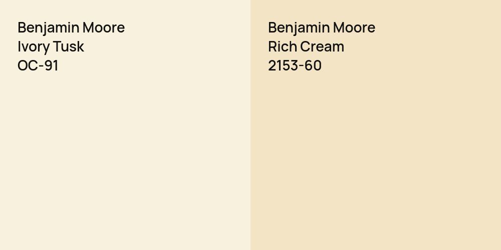 Benjamin Moore Ivory Tusk vs. Benjamin Moore Rich Cream