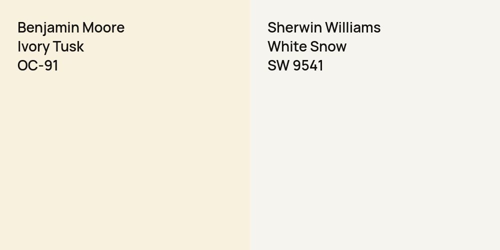 Benjamin Moore Ivory Tusk vs. Sherwin Williams White Snow